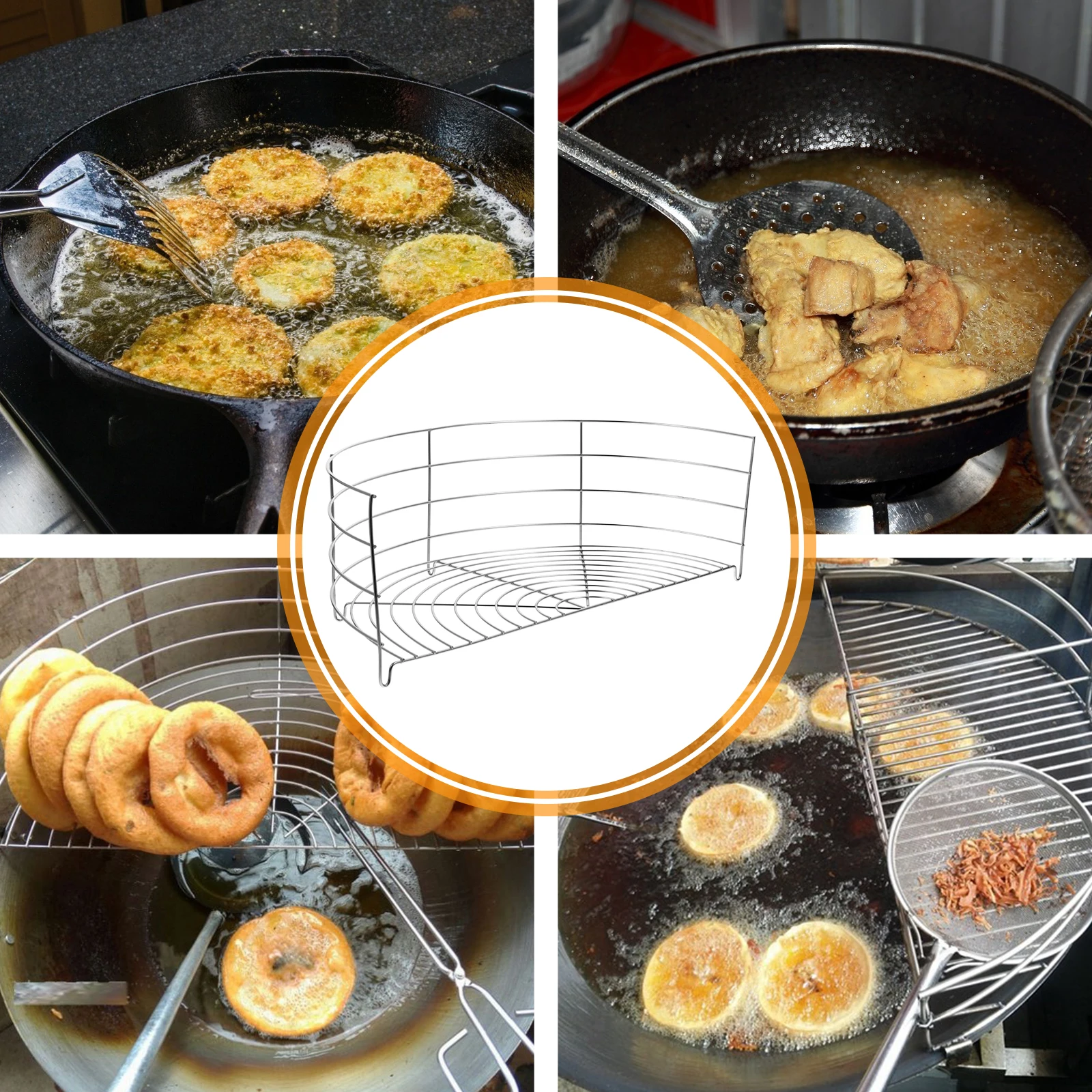 Semi Drain Rack Stainless Steel Grease Guard for Frying Pan Kitchen Tool French Fries Chicken Leg Meatball Home
Semi Drain Rack Stainless Steel Grease Guard for Frying Pan Kitchen Tool French Fries Chicken Leg Meatball Home