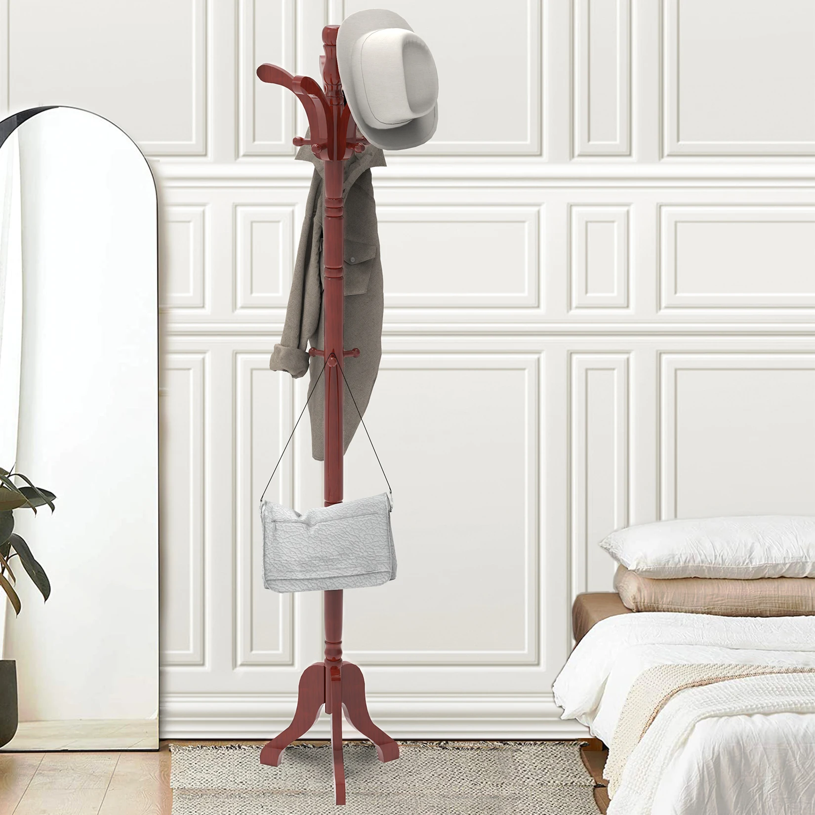 Wooden Coat Rack Stand, Solid Wood Hall Coat Tree with 13 Hooks Height Adjustable Free Standing Entryway Garment Clothes Hanger
Wooden Coat Rack Stand, Solid Wood Hall Coat Tree with 13 Hooks Height Adjustable Free Standing Entryway Garment Clothes Hanger