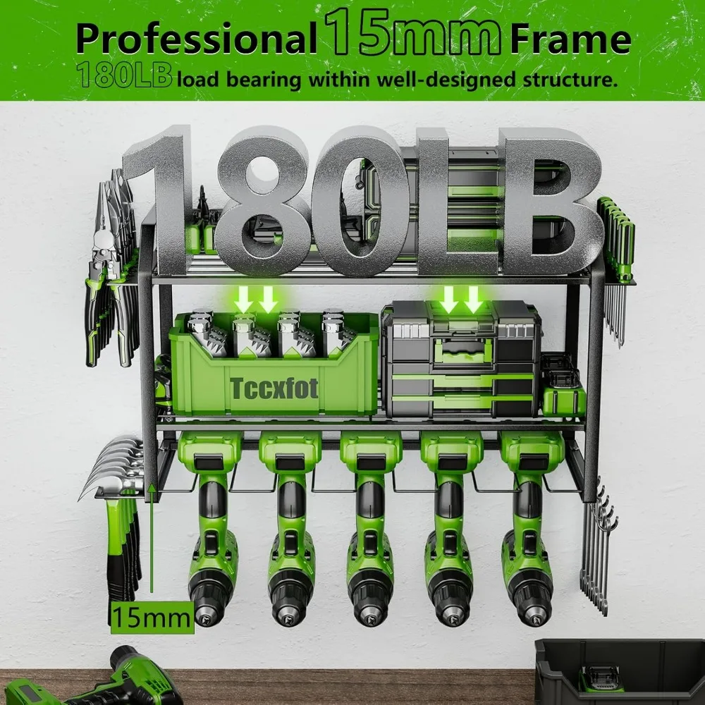 Drill Modular Heavy Duty Tool Organizer, 5 Slots 3 Layer Wall Mount Storage Rack, Easy Install Garage Organizer
Drill Modular Heavy Duty Tool Organizer, 5 Slots 3 Layer Wall Mount Storage Rack, Easy Install Garage Organizer