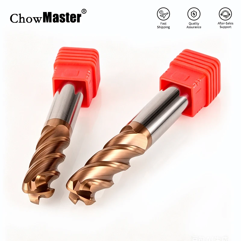 ChowMaster HRC55 4 Flute Corner Radius Carbide End Mill R Ballnose CNC Tungsten Steel Milling Cutter Coated for Steel Metal
ChowMaster HRC55 4 Flute Corner Radius Carbide End Mill R Ballnose CNC Tungsten Steel Milling Cutter Coated for Steel Metal