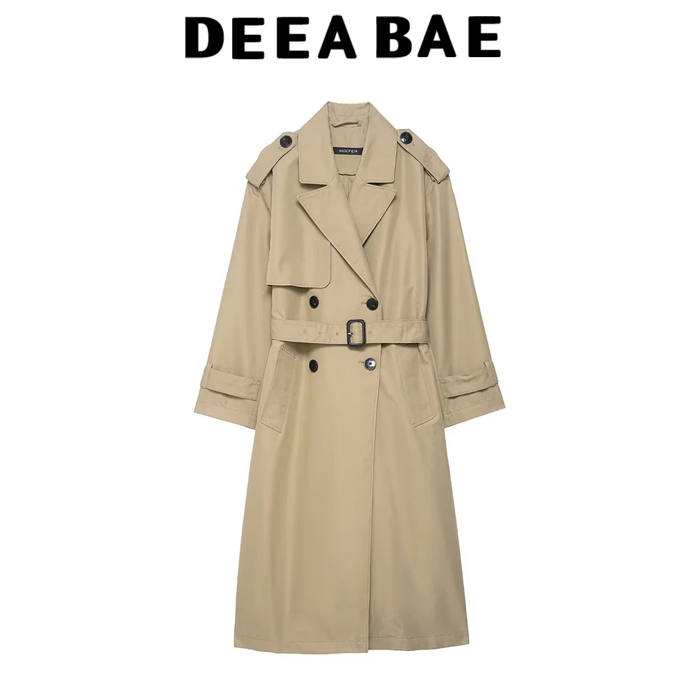 DEEABAE Super nice with belt, khaki long windbreaker jacket, women's autumn Korean loose jacket top 
DEEABAE Super nice with belt, khaki long windbreaker jacket, women's autumn Korean loose jacket top