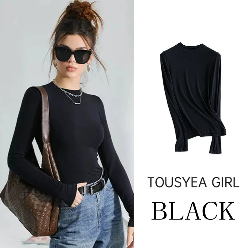 Женская черная футболка с длинным рукавом, сексуальная облегающая футболка с круглым вырезом, облегающие футболки, женские эластичные базовые футболки для уличной одежды, новинка 2026 года
Женская черная футболка с длинным рукавом, сексуальная облегающая футболка с круглым вырезом, облегающие футболки, женские эластичные базовые футболки для уличной одежды, новинка 2026 года
