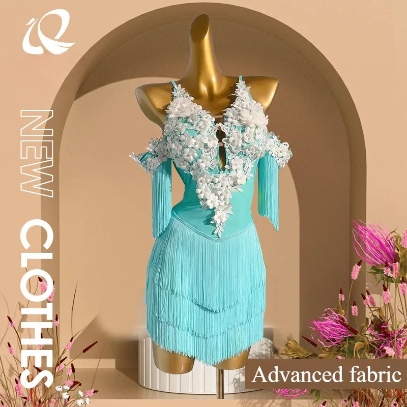 Customized Latin Dance Dress Competition Floral Costume with Diamond Tassel Skirt Kid's Performance Costume Adult Ballroom Dance
Customized Latin Dance Dress Competition Floral Costume with Diamond Tassel Skirt Kid's Performance Costume Adult Ballroom Dance