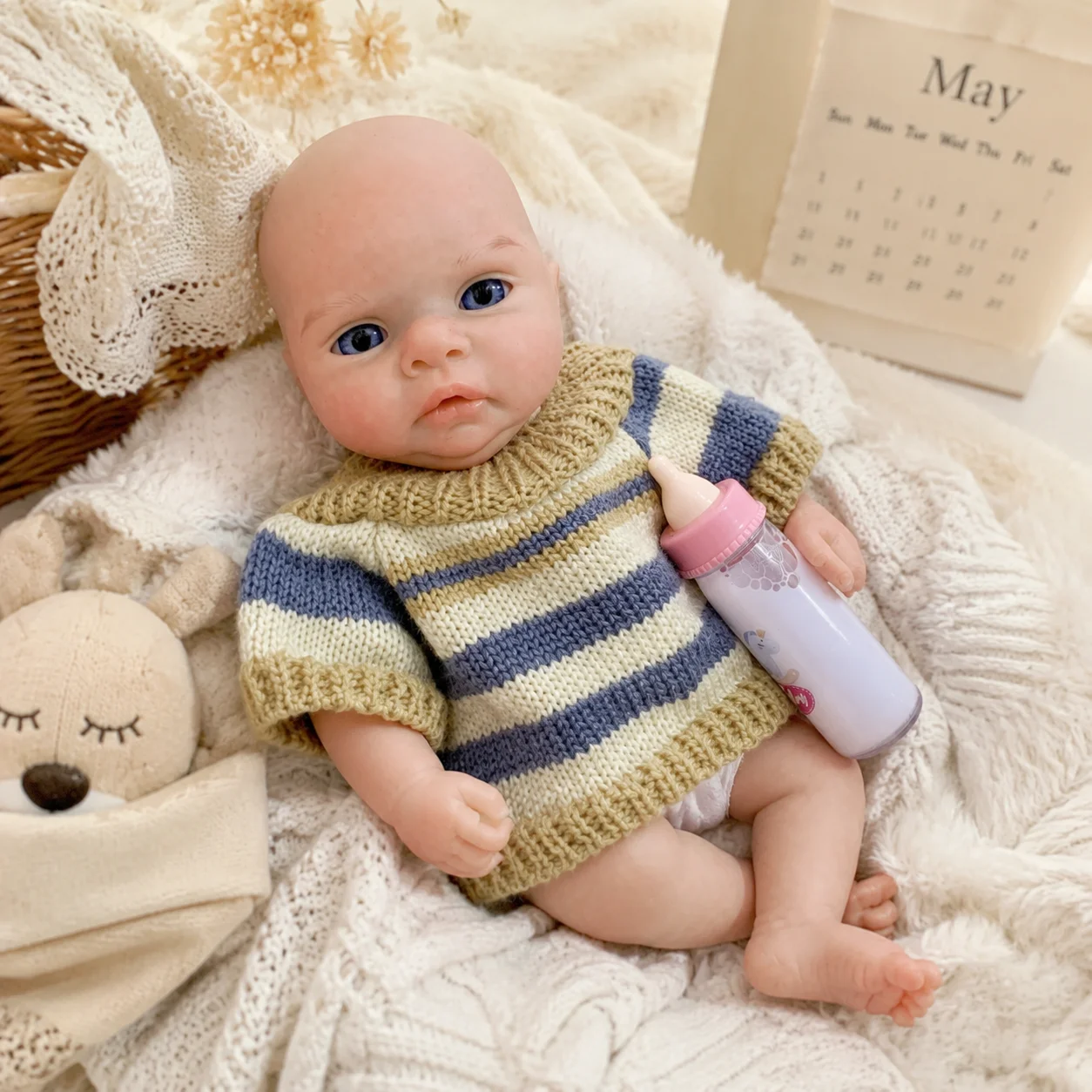 10 Inch Full Body Silicone Bald Reborn Baby Miley, Washable Lifelike Newborn Doll Gift For Collectors Or Holiday Gift(CD)
10 Inch Full Body Silicone Bald Reborn Baby Miley, Washable Lifelike Newborn Doll Gift For Collectors Or Holiday Gift(CD)