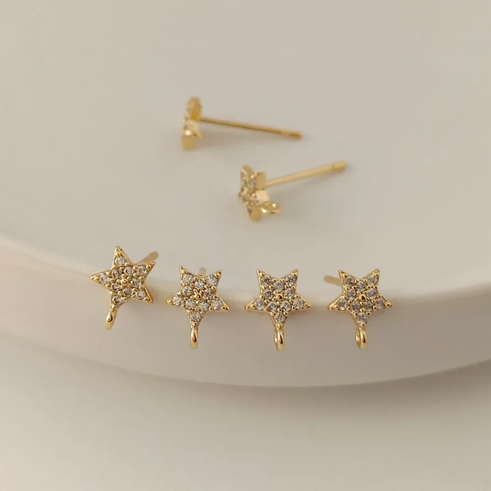 14K Gold-plated S925 Silver Ear Pins with Zirconium Five-pointed Stars Pendant Earrings DIY Handmade Jewelry Accessory Material
14K Gold-plated S925 Silver Ear Pins with Zirconium Five-pointed Stars Pendant Earrings DIY Handmade Jewelry Accessory Material