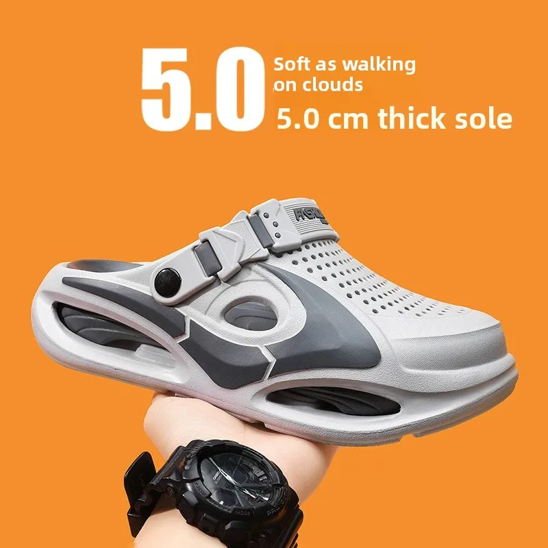Hole Men's Summer Outdoor Anti-Slip Toe Cover Slippers Thick Bottom Walking Sensation Driving Two Users Beach Shoes
Hole Men's Summer Outdoor Anti-Slip Toe Cover Slippers Thick Bottom Walking Sensation Driving Two Users Beach Shoes