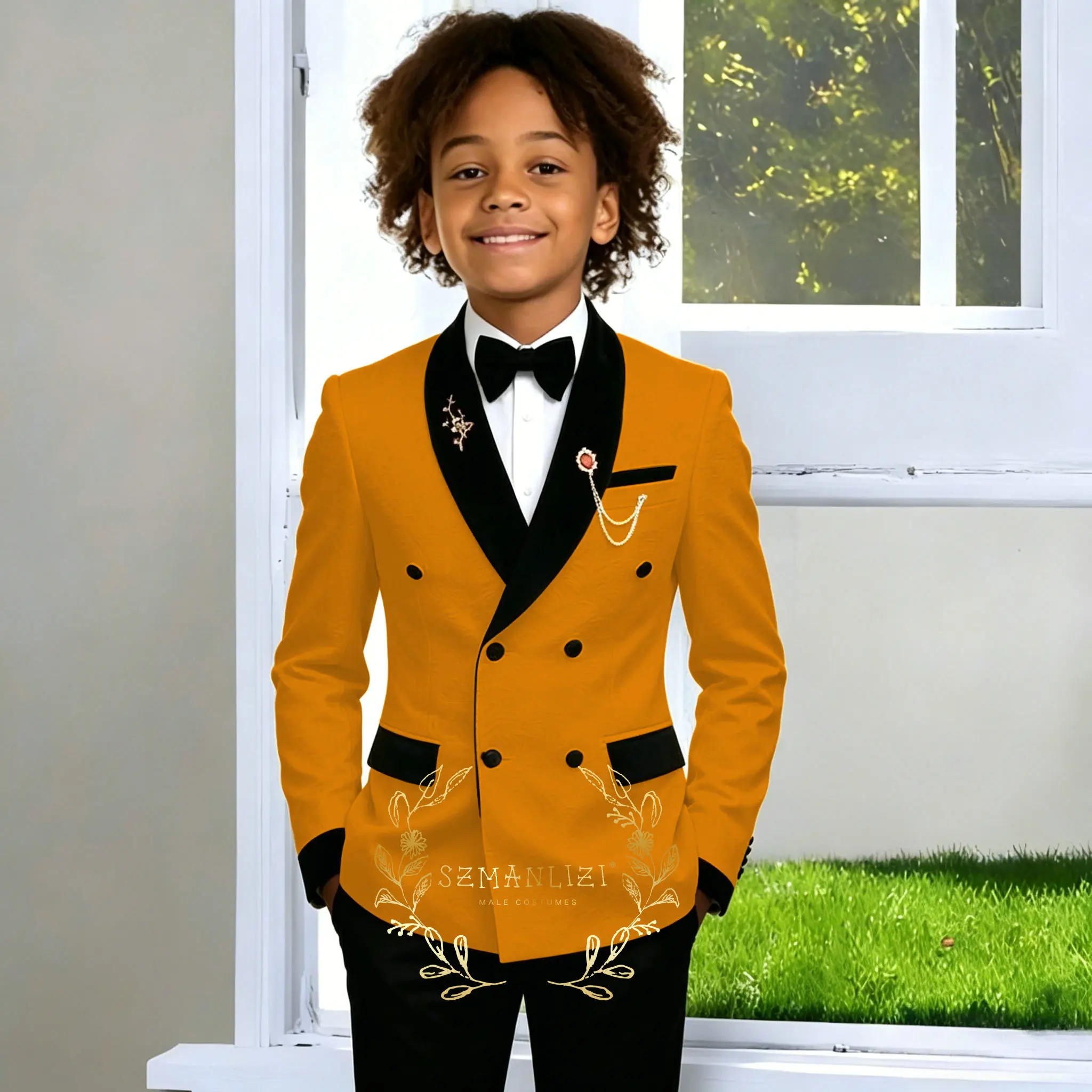 Flower Boys Wedding Performance Birthday Suit Set Children Gold Floral Double Breasted Blazer Pants Outfit Kids Formal Costume
Flower Boys Wedding Performance Birthday Suit Set Children Gold Floral Double Breasted Blazer Pants Outfit Kids Formal Costume