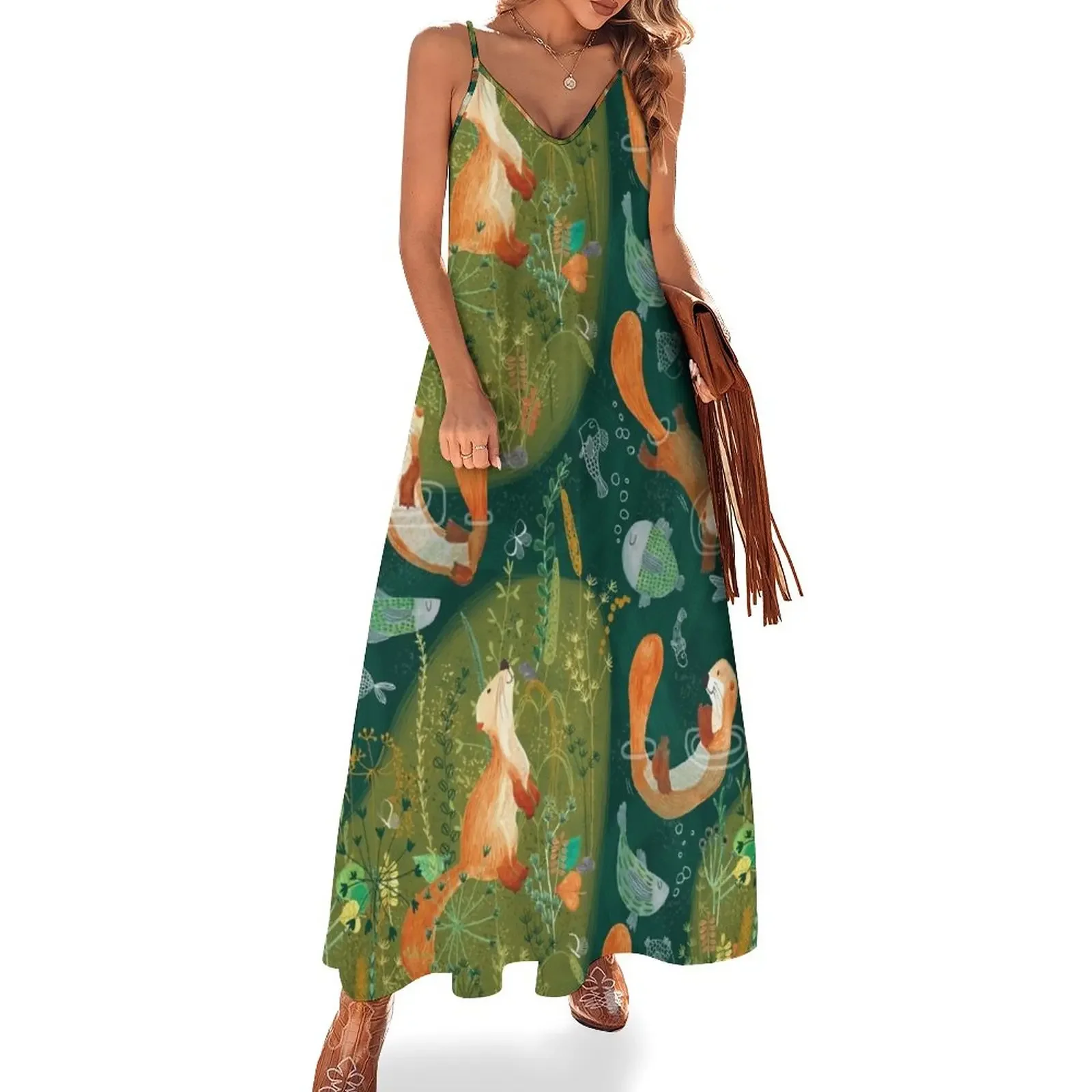 Pattern 74 - Playful otters by the river Sleeveless Dress beach dresses Women's clothing
Pattern 74 - Playful otters by the river Sleeveless Dress beach dresses Women's clothing