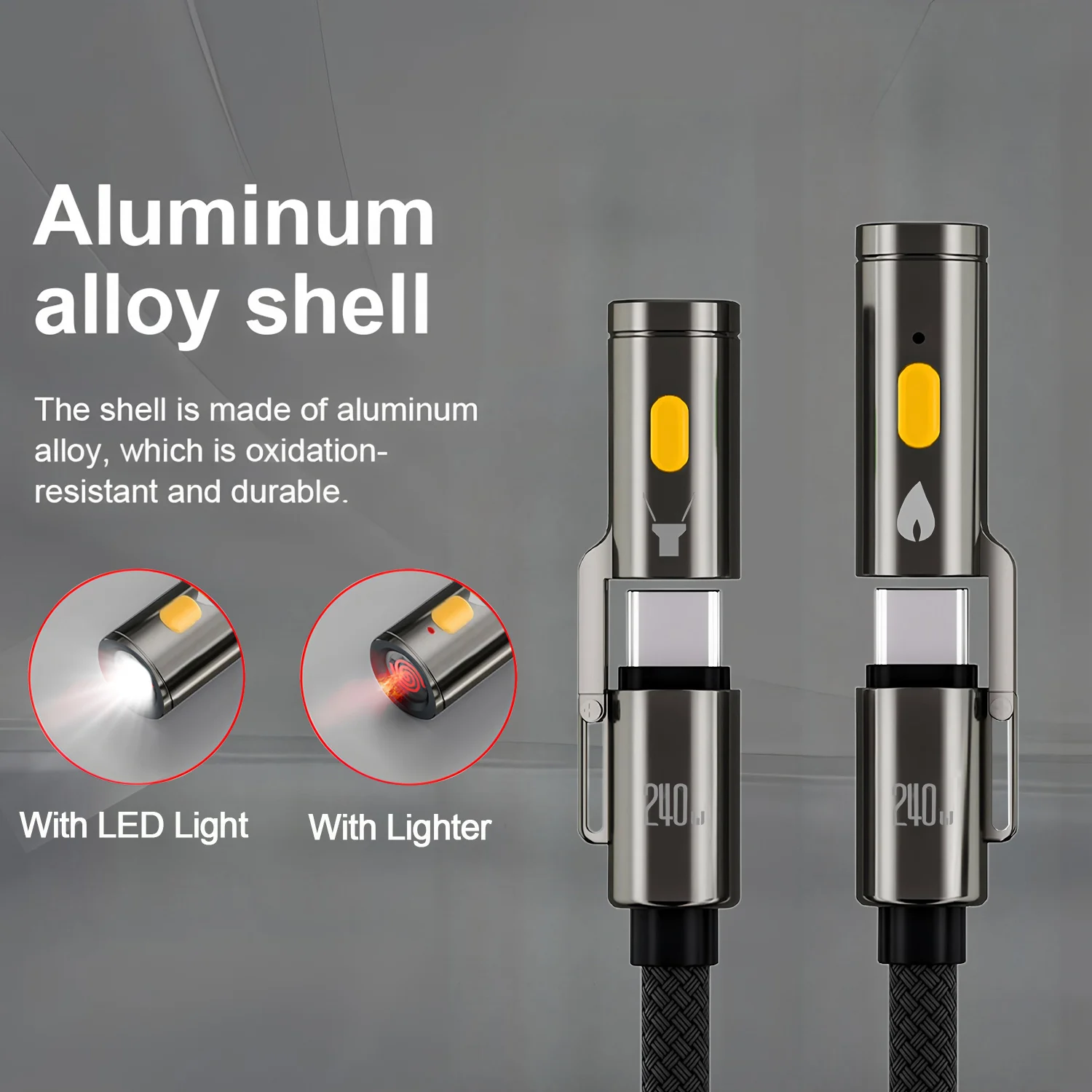 240w Fast Charging Cable Type C To Type C Flashlight Multifunctional with Lighter & LED Braided USB C Cable For all Phone
240w Fast Charging Cable Type C To Type C Flashlight Multifunctional with Lighter & LED Braided USB C Cable For all Phone
