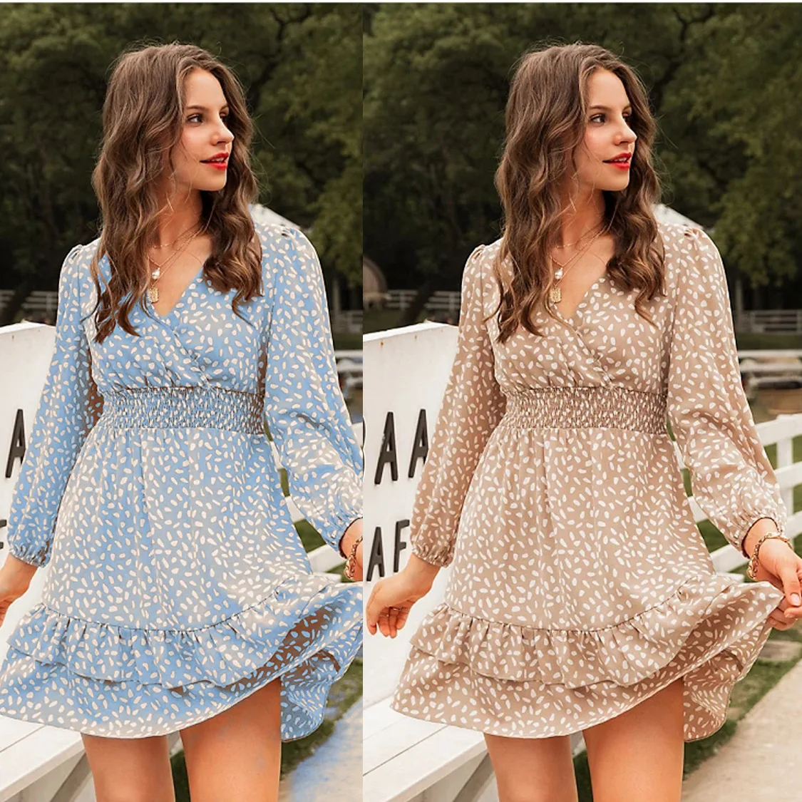 Women New Autumn Winter Sexy V-neck Long Sleeve Flower Printed Princess Sleeve Dress Mini High Waist
Women New Autumn Winter Sexy V-neck Long Sleeve Flower Printed Princess Sleeve Dress Mini High Waist