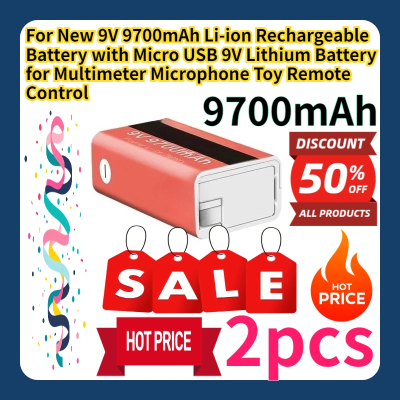 For New 9V 9700mAh Li-ion Rechargeable Battery with Micro USB 9V Lithium Battery for Multimeter Microphone Toy Remote Control
For New 9V 9700mAh Li-ion Rechargeable Battery with Micro USB 9V Lithium Battery for Multimeter Microphone Toy Remote Control