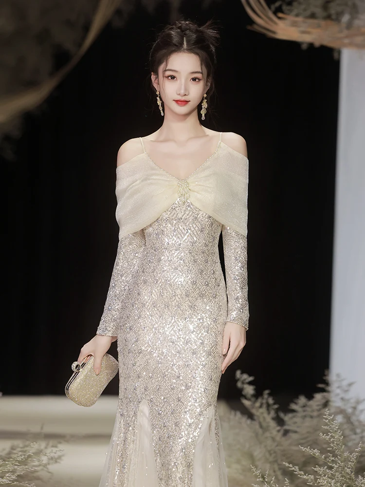 Вечернее платье Ele для женщин, новинка 2025 года, элитное, роскошное, с индивидуальным пошивом, юбка-русалка, для ежегодного собрания, для ведущей, с длинными рукавами
Вечернее платье Ele для женщин, новинка 2025 года, элитное, роскошное, с индивидуальным пошивом, юбка-русалка, для ежегодного собрания, для ведущей, с длинными рукавами