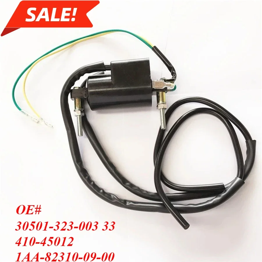 Ignition Coil Dual Wire 12V for Honda Kawasaki Suzuki Yamaha 30501-323-003 33410-45012 1AA-82310-09-00 
Ignition Coil Dual Wire 12V for Honda Kawasaki Suzuki Yamaha 30501-323-003 33410-45012 1AA-82310-09-00