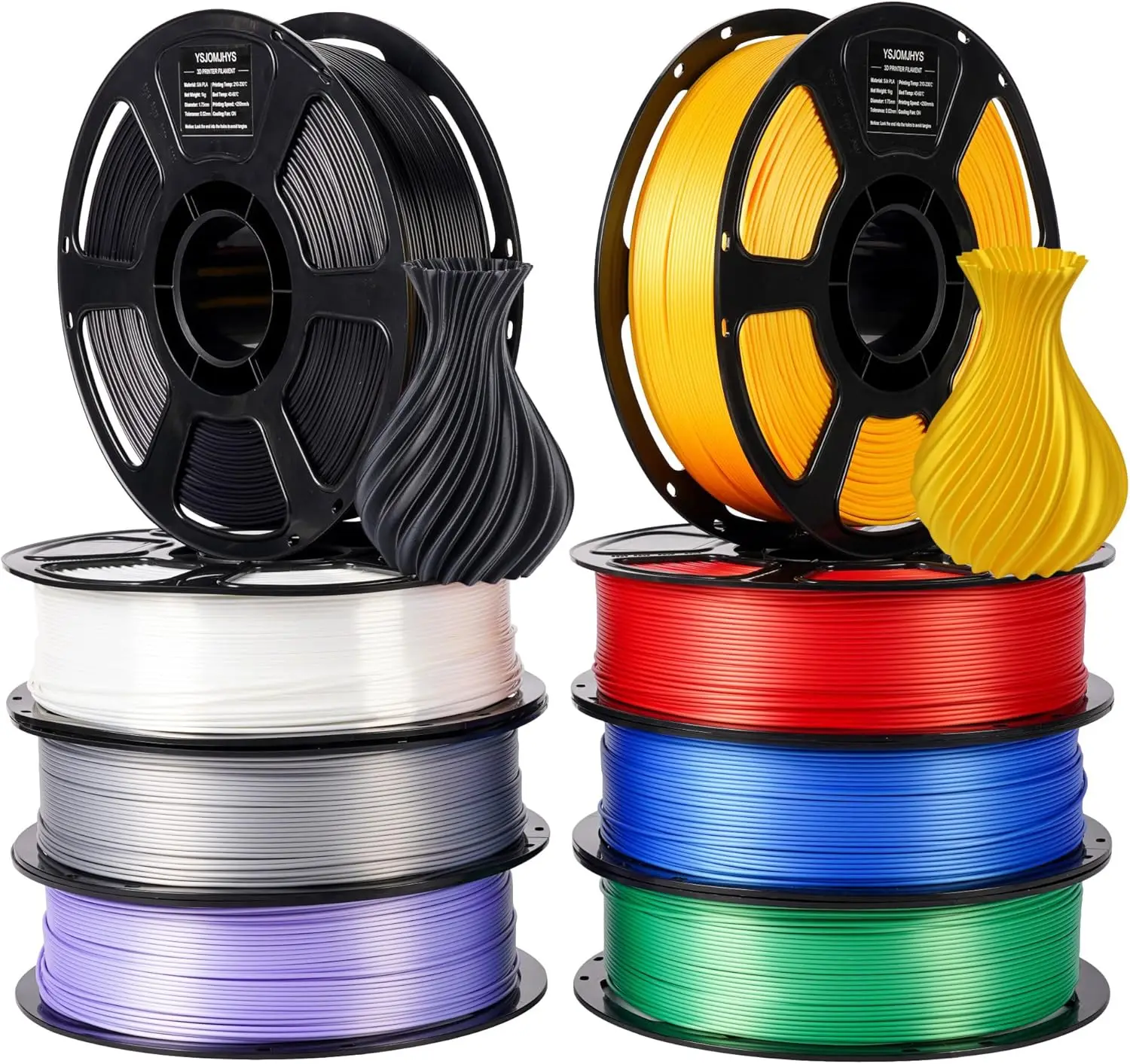 Silk PLA Filament 1.75mm Bundle, Shiny 3D Printer Filament Pack with High Accuracy, Vacuum Sealed for FDM Printers
Silk PLA Filament 1.75mm Bundle, Shiny 3D Printer Filament Pack with High Accuracy, Vacuum Sealed for FDM Printers