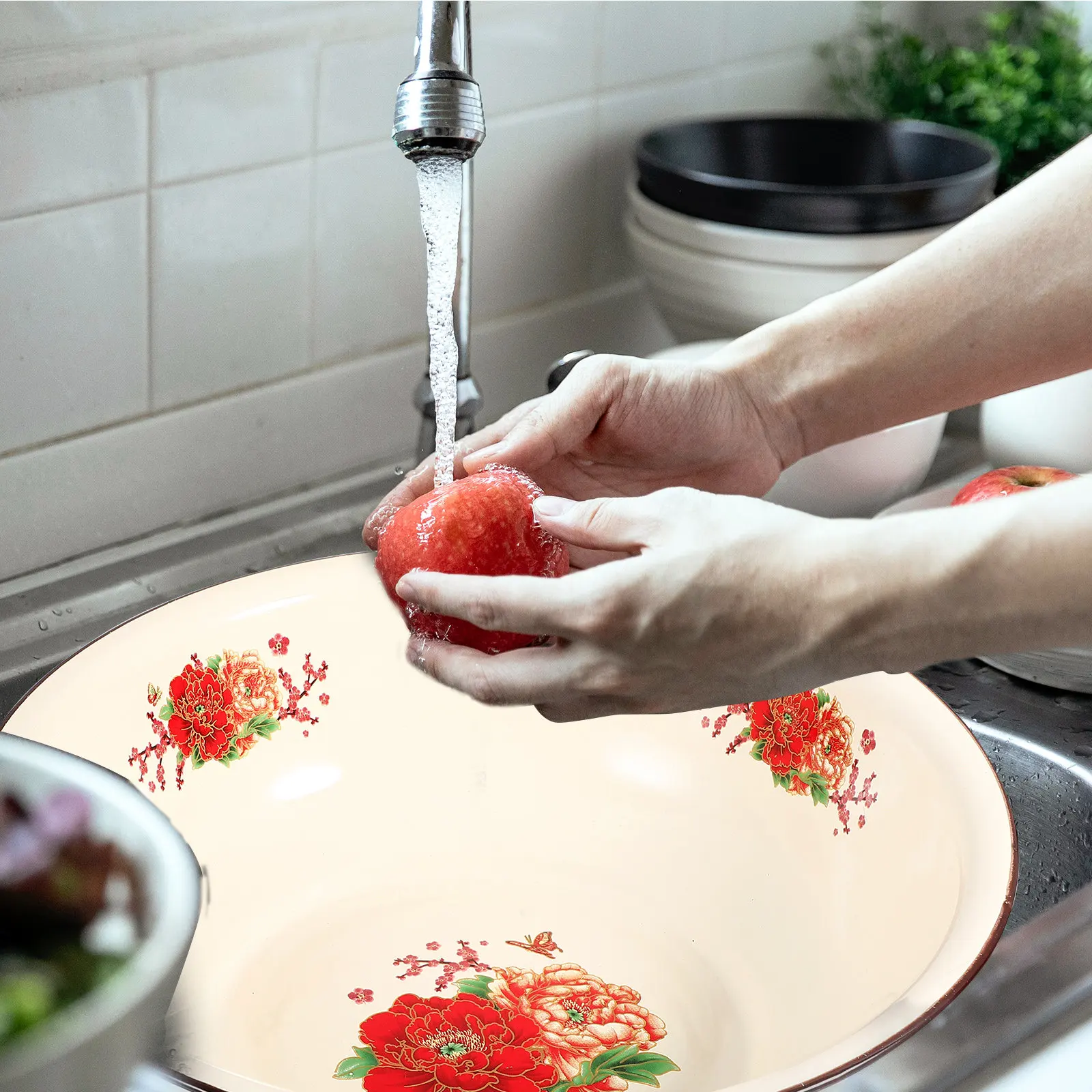 1Pcs Enamel Basin Thickened Retro Vintage Mixing Bowl Large Capacity Household Kitchen Supplies Enameled Food Washing Dough
1Pcs Enamel Basin Thickened Retro Vintage Mixing Bowl Large Capacity Household Kitchen Supplies Enameled Food Washing Dough
