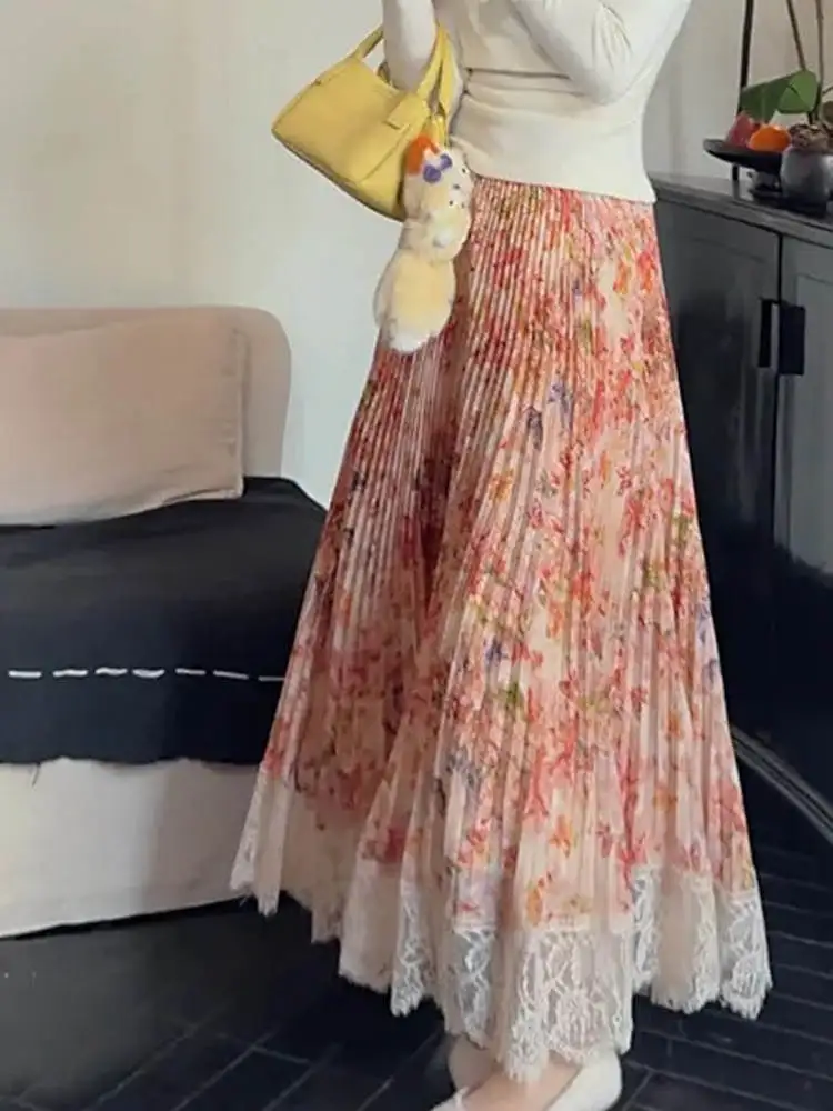 Элегантная кружевная плиссированная юбка с цветочным принтом в стиле ретро, отпускная юбка с эластичной резинкой на талии, юбка трапециевидной формы средней длины, женская летняя модная одежда
Элегантная кружевная плиссированная юбка с цветочным принтом в стиле ретро, отпускная юбка с эластичной резинкой на талии, юбка трапециевидной формы средней длины, женская летняя модная одежда