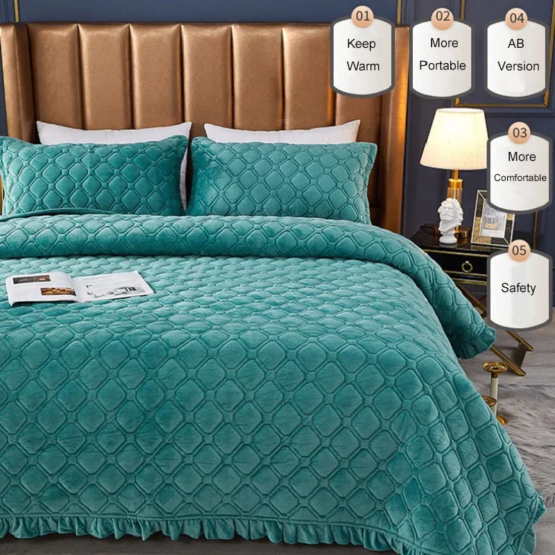 Thickened Bedspread Solid Colour Crystal Velvet Bed Cover Cotton Padded Quilted Non Slip Sheet Blanket Children Queen Bedding 이불
Thickened Bedspread Solid Colour Crystal Velvet Bed Cover Cotton Padded Quilted Non Slip Sheet Blanket Children Queen Bedding 이불