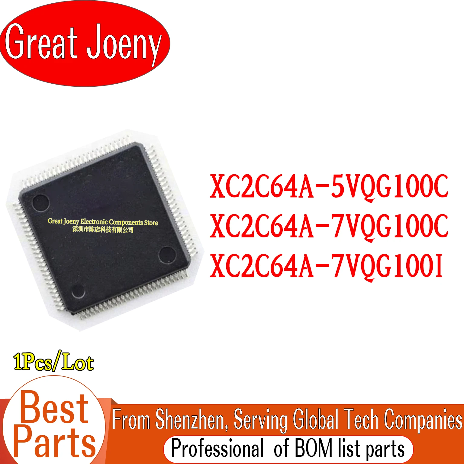 100% New Original XC2C64A XC2C64A-5VQG100C XC2C64A-7VQG100C XC2C64A-7VQG100I IC Chipset TQFP-100
100% New Original XC2C64A XC2C64A-5VQG100C XC2C64A-7VQG100C XC2C64A-7VQG100I IC Chipset TQFP-100