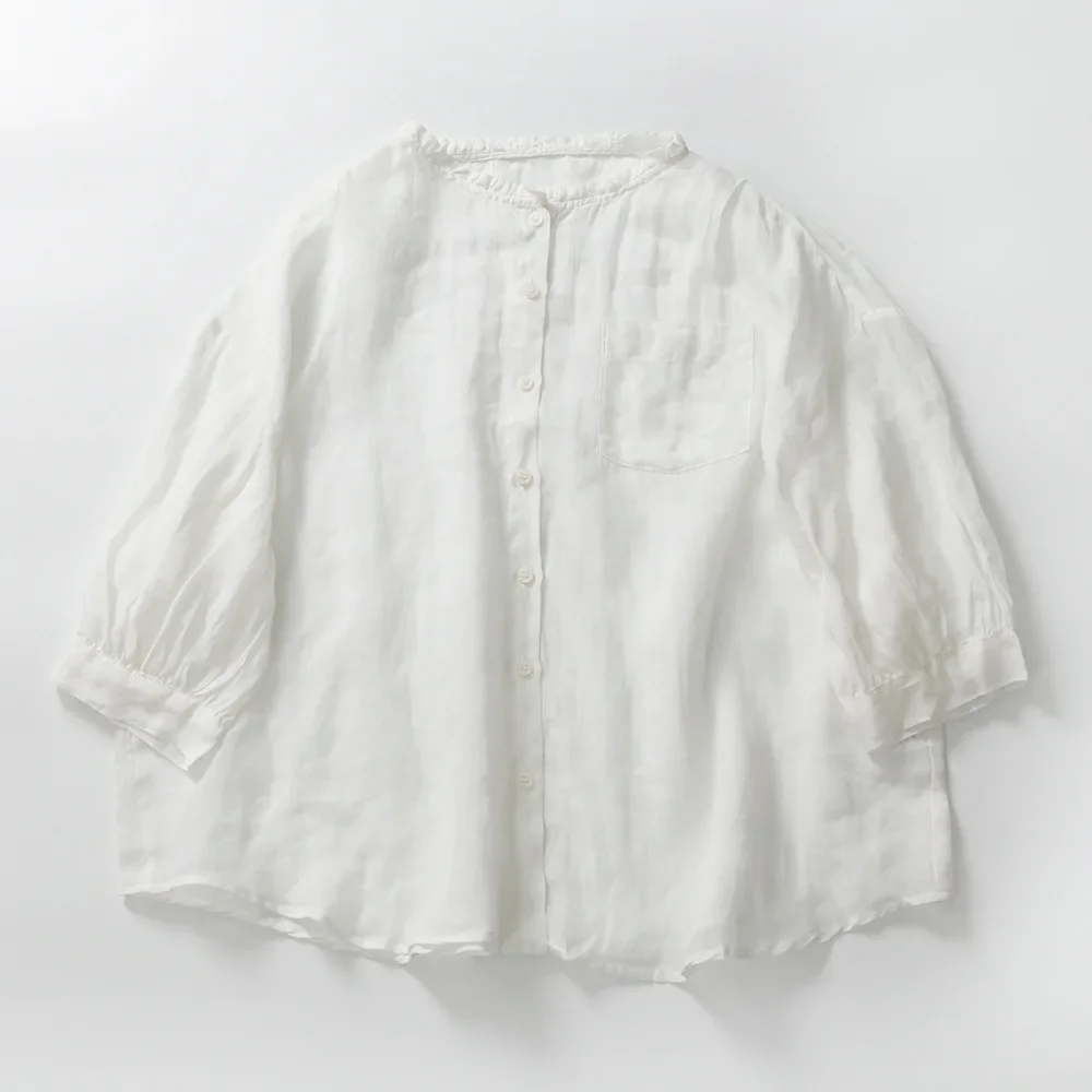 100% Linen Sweet Ruffled Half Puff Sleeve Single Breasted Loose Shirt 2024 Spring Summer Vintage Sweet Elegant Chic Tops Clothes
100% Linen Sweet Ruffled Half Puff Sleeve Single Breasted Loose Shirt 2024 Spring Summer Vintage Sweet Elegant Chic Tops Clothes