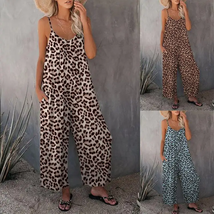 Summer 2025 Women's Casual Sleeve Jumpsuit Loose Belted Leopard Print Pocket Street Style Wide Leg Pants Overall
Summer 2025 Women's Casual Sleeve Jumpsuit Loose Belted Leopard Print Pocket Street Style Wide Leg Pants Overall
