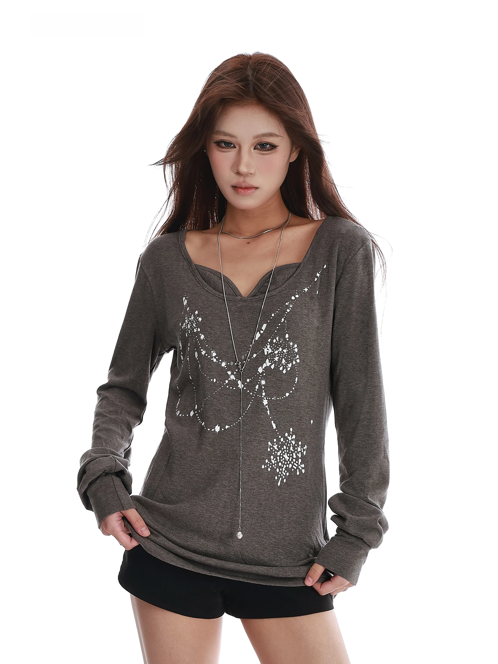 Loose Long Sve T-irt Women's Thin V-Ne Casual Sle Comfortable Breathable Faionable k Print Mo Two-Piece Top
Loose Long Sve T-irt Women's Thin V-Ne Casual Sle Comfortable Breathable Faionable k Print Mo Two-Piece Top