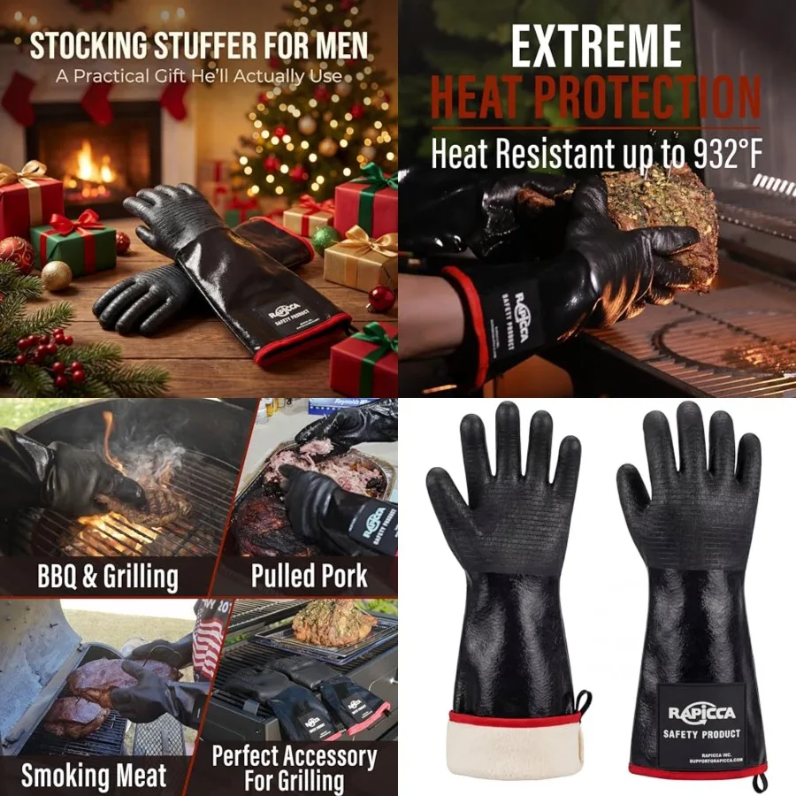 932F Heat Resistant BBQ Grill Gloves: Oil Resistant Waterproof for Smoking Grilling Cooking Barbecue Deep Frying Turkey Rotisse
932F Heat Resistant BBQ Grill Gloves: Oil Resistant Waterproof for Smoking Grilling Cooking Barbecue Deep Frying Turkey Rotisse
