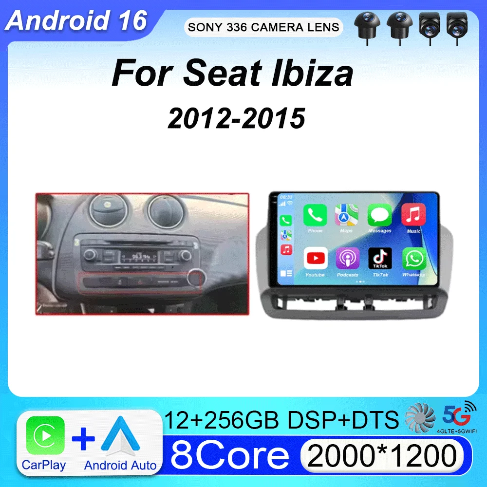 12G+256G QLED Touch Screen For Seat Ibiza 2012-2015 Android 16 Auto Radio Car Multimedia Video Player 5G WIFI BT GPS Navigation
12G+256G QLED Touch Screen For Seat Ibiza 2012-2015 Android 16 Auto Radio Car Multimedia Video Player 5G WIFI BT GPS Navigation