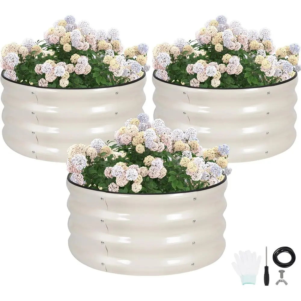 Raised Garden Bed Set - 3pcs 2x2x1ft Galvanized Steel Planters with Rubber Edge for Outdoor Vegetables, Fruits, Herbs (White)
Raised Garden Bed Set - 3pcs 2x2x1ft Galvanized Steel Planters with Rubber Edge for Outdoor Vegetables, Fruits, Herbs (White)