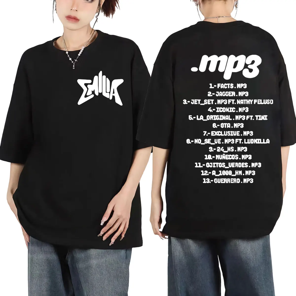 Singer Emilia Mernes MP3 Double Sided Print T-shirt High Quality Fashion Short Sleeve T Shirts Men Women Casual Loose T-shirts
Singer Emilia Mernes MP3 Double Sided Print T-shirt High Quality Fashion Short Sleeve T Shirts Men Women Casual Loose T-shirts