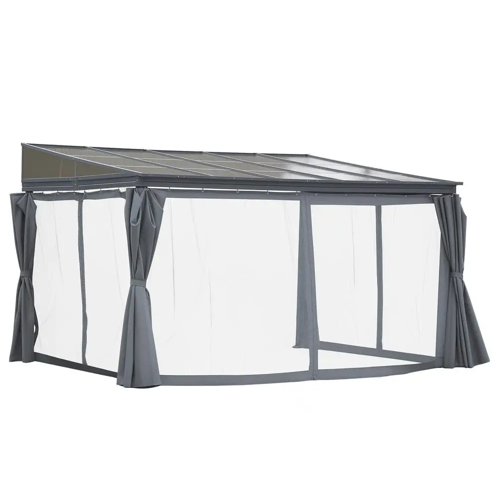 10 x 13 Outdoor Patio Gazebo with Sloping Polycarbonate Roof, Durable Aluminum Frame, amp Netting Curtain
10 x 13 Outdoor Patio Gazebo with Sloping Polycarbonate Roof, Durable Aluminum Frame, amp Netting Curtain