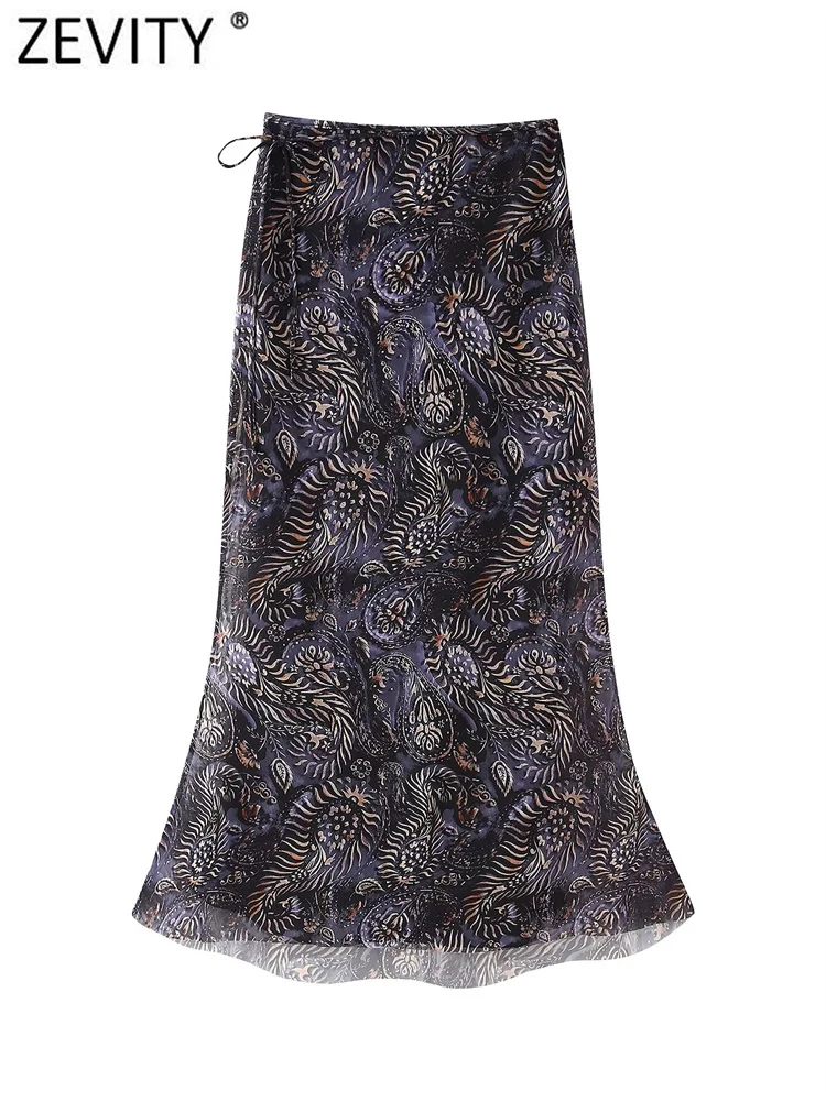 Zevity Women Fashion Totem Floral Print Mesh Midi Skirt Faldas Mujer Female Chic Lace Up Bandage Slim Brand Vestidos QUN7214
Zevity Women Fashion Totem Floral Print Mesh Midi Skirt Faldas Mujer Female Chic Lace Up Bandage Slim Brand Vestidos QUN7214