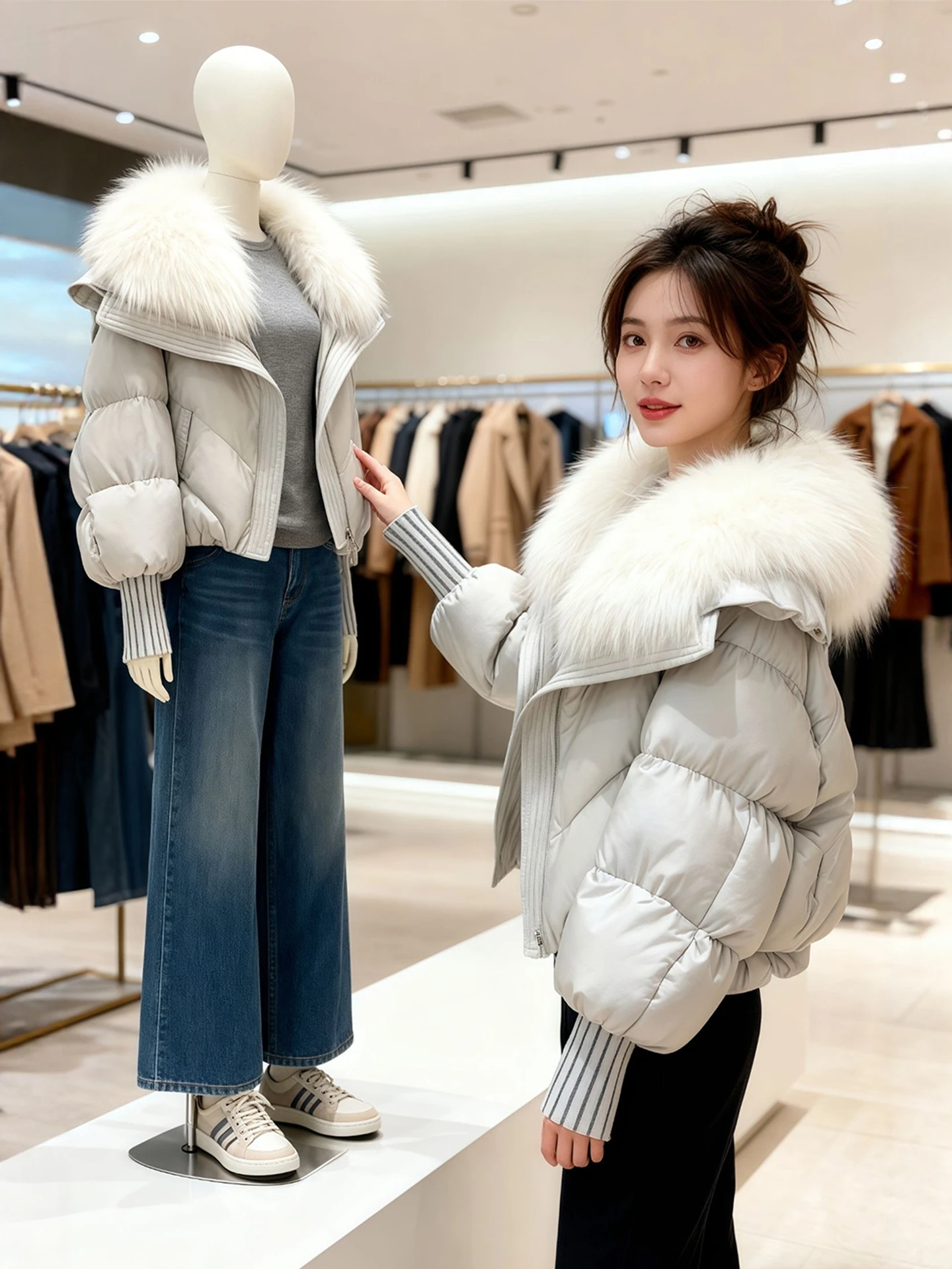 Утепленная хлопковая куртка для женщин, зимняя верхняя одежда с большим меховым воротником, вязаная, теплая, уютная, повседневная, однотонная
Утепленная хлопковая куртка для женщин, зимняя верхняя одежда с большим меховым воротником, вязаная, теплая, уютная, повседневная, однотонная