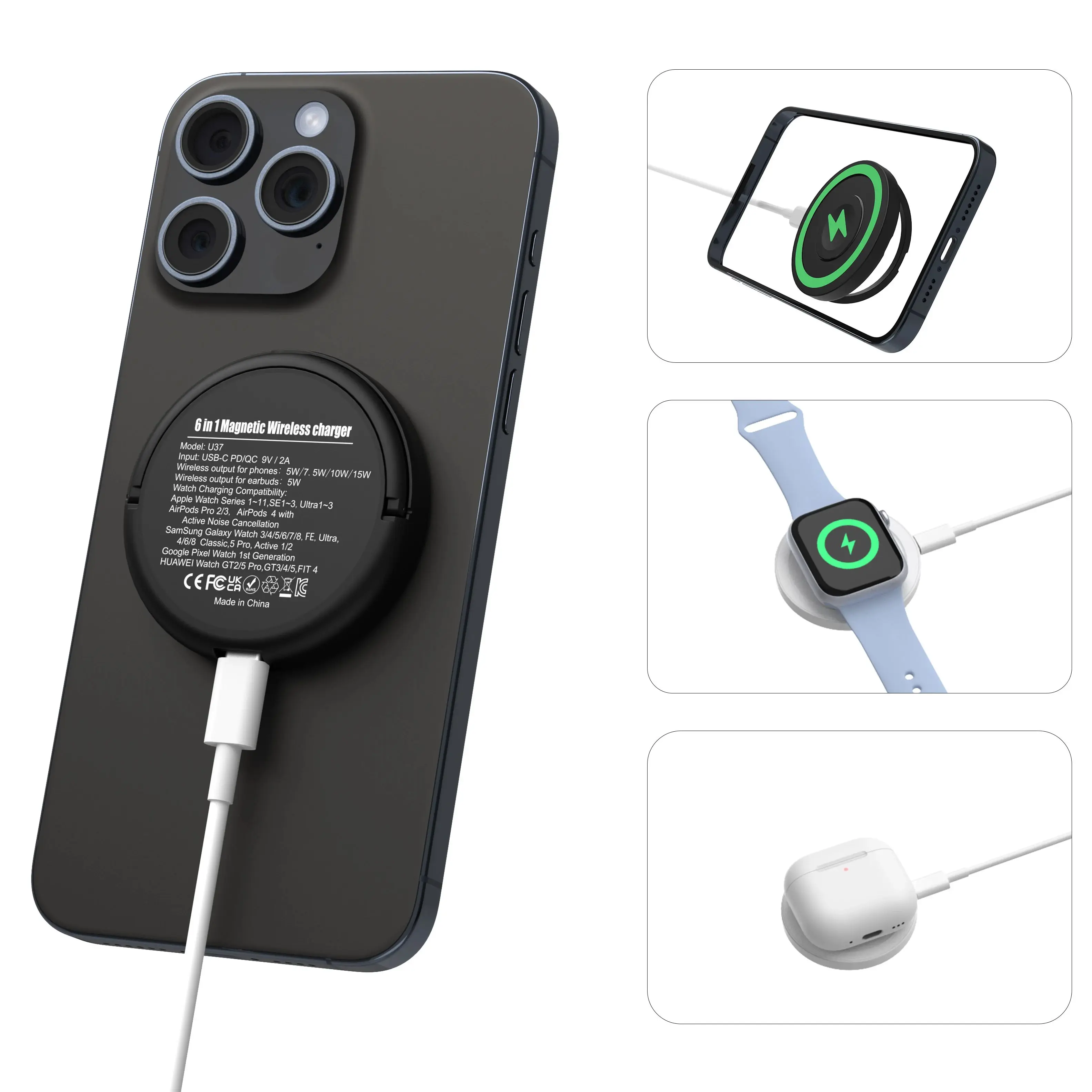 Magnetic 3 in 1 Wireless Charger For iPhone 12 13 14 15 16 17 Charging Sation for Samsung /Apple /Huawei watch and airpods
Magnetic 3 in 1 Wireless Charger For iPhone 12 13 14 15 16 17 Charging Sation for Samsung /Apple /Huawei watch and airpods