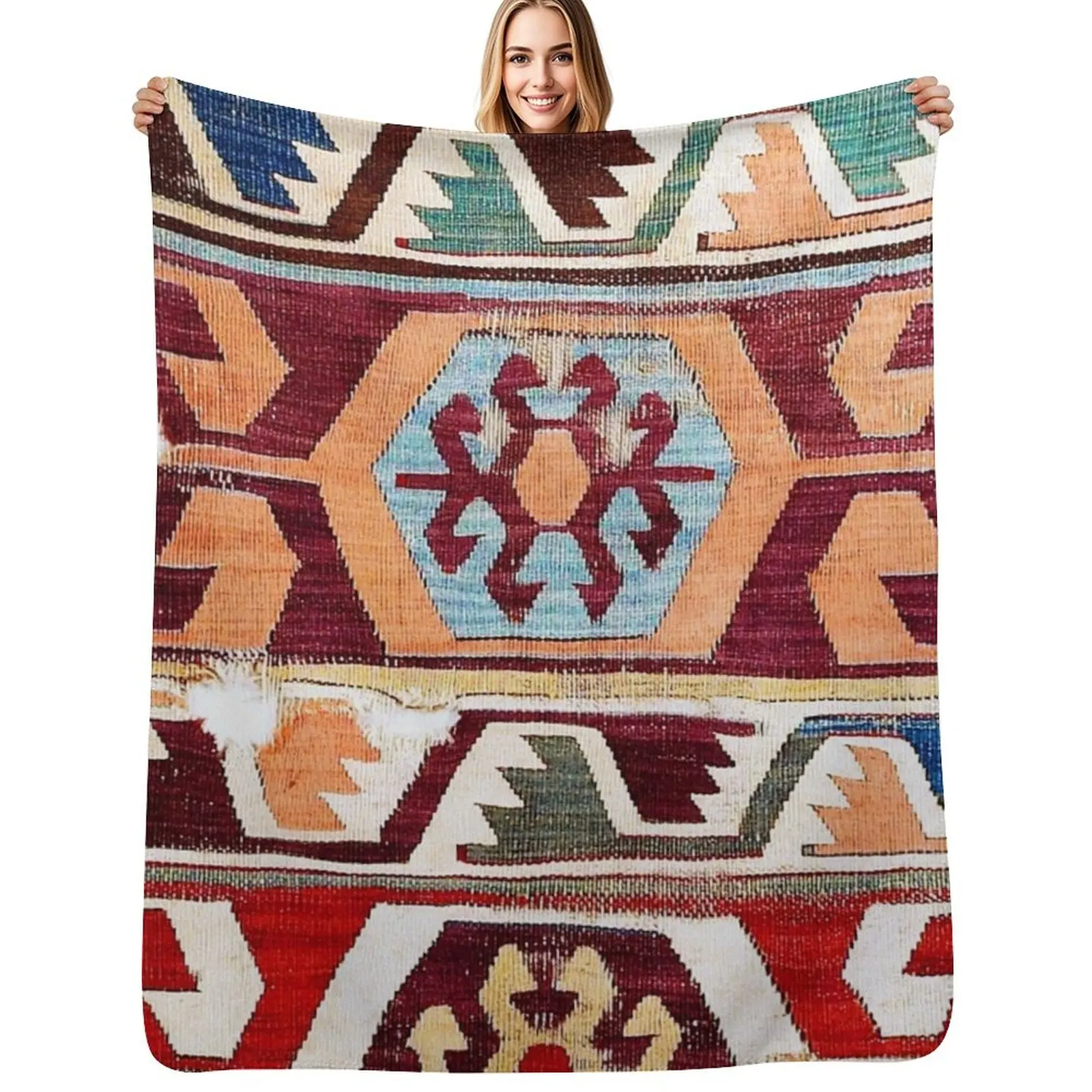 Konya 18th Century Central Anatolian Kilim Print Throw Blanket Warm Comfortable Blanket for Office Napping
Konya 18th Century Central Anatolian Kilim Print Throw Blanket Warm Comfortable Blanket for Office Napping