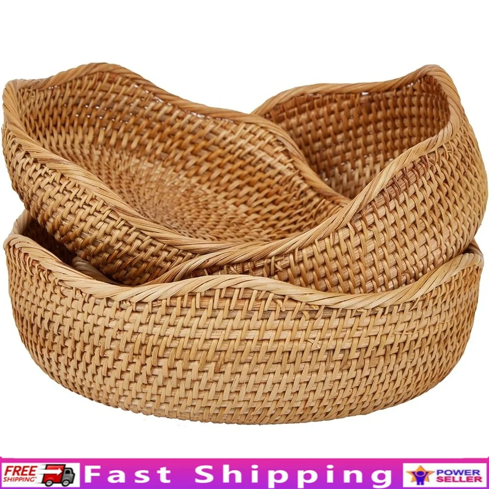 Natural Rattan Round Fruit Basket Hand Woven Storage Bowls Eco-Friendly Dining Room Wicker Decor Rustic Serving Baskets
Natural Rattan Round Fruit Basket Hand Woven Storage Bowls Eco-Friendly Dining Room Wicker Decor Rustic Serving Baskets