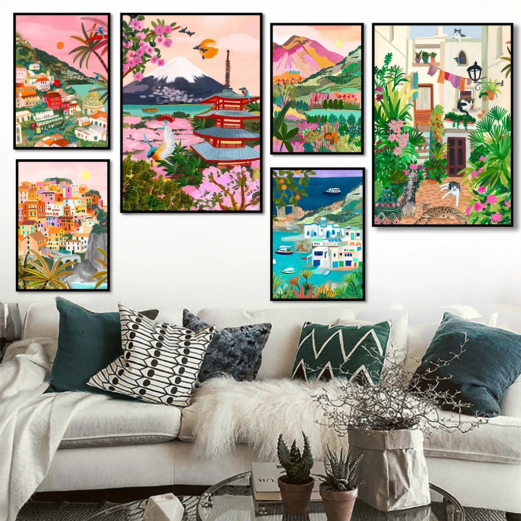 Colorful travel mountain city canvas painting poster canvas painting art Nordic wall art suitable for home room decoration
Colorful travel mountain city canvas painting poster canvas painting art Nordic wall art suitable for home room decoration