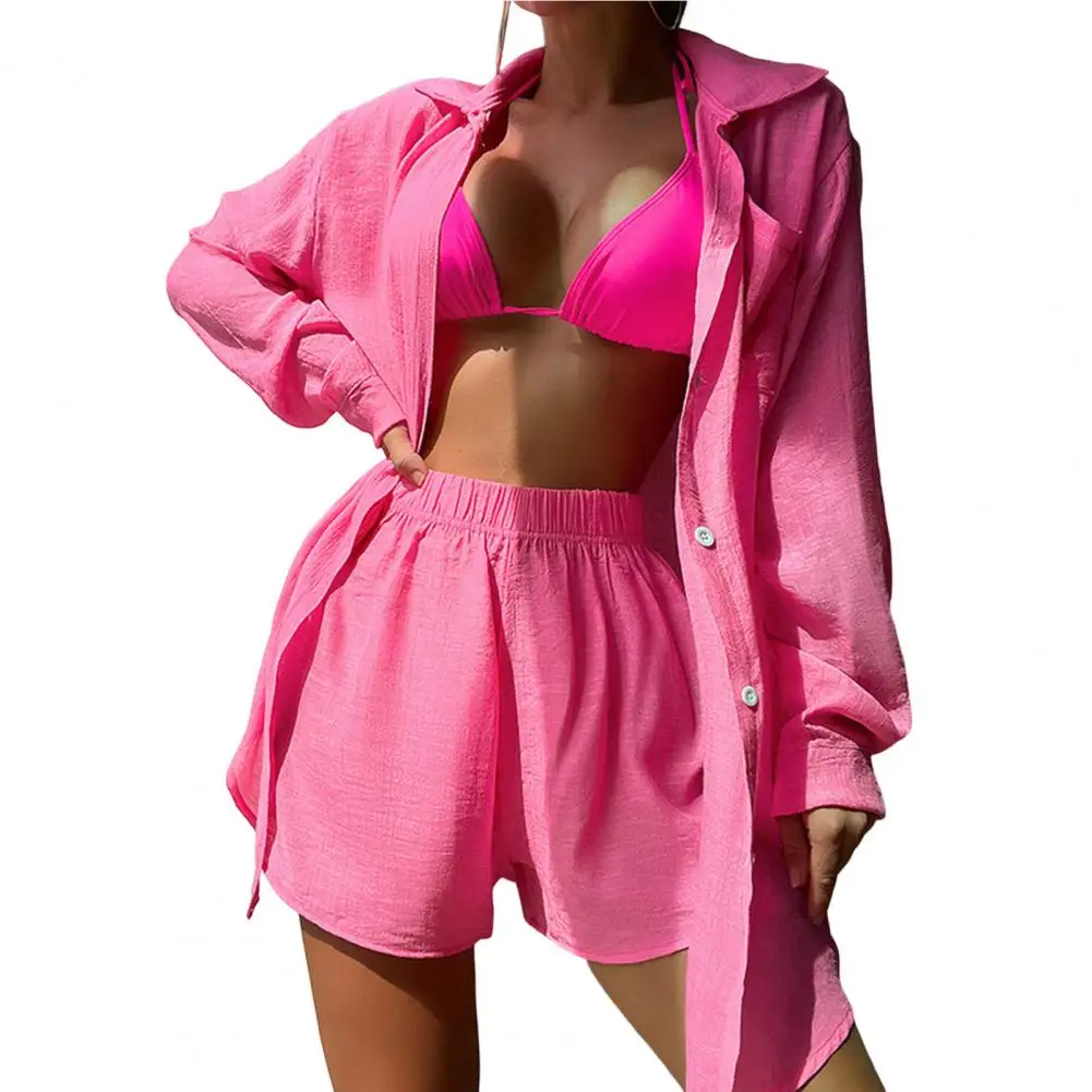 Chic Women Swimsuit Set Unpadded Lady Beach Swimwear Set Single-breasted Swimming Comfortable Bra Shorts Cover Up Set
Chic Women Swimsuit Set Unpadded Lady Beach Swimwear Set Single-breasted Swimming Comfortable Bra Shorts Cover Up Set