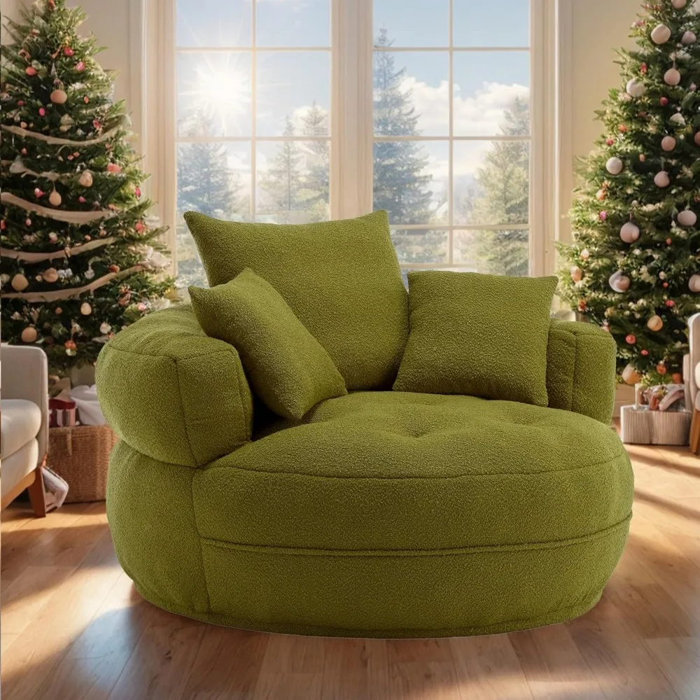 Oversized Round Barrel Chair with 3 Pillows, Oversized Leisure Single Sofa, Lounge Chair, Large Sofa Chair Ov
Oversized Round Barrel Chair with 3 Pillows, Oversized Leisure Single Sofa, Lounge Chair, Large Sofa Chair Ov