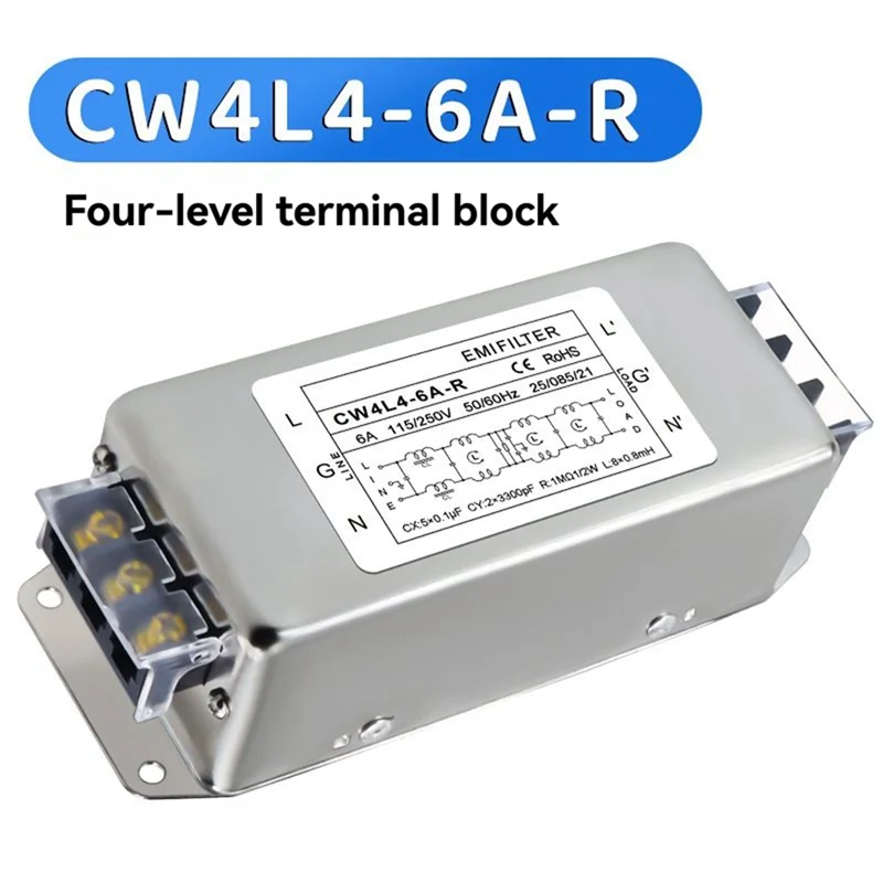 FEDI-Однофазный фильтр переменного тока, 220 В, четырехступенчатый CW4L4-6A-R, защита от помех CW4L4-6A-R
FEDI-Однофазный фильтр переменного тока, 220 В, четырехступенчатый CW4L4-6A-R, защита от помех CW4L4-6A-R