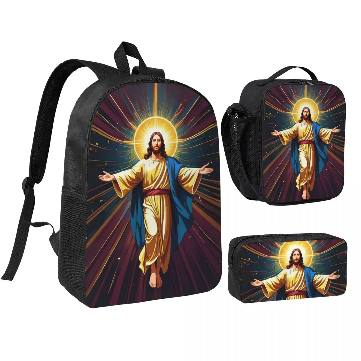 Catholicism Saints Jesus Mary Backpack Boys Girls BookBag School Bag Shoulder Bags 3ps Insulated Lunch Bag Pencil Case
Catholicism Saints Jesus Mary Backpack Boys Girls BookBag School Bag Shoulder Bags 3ps Insulated Lunch Bag Pencil Case