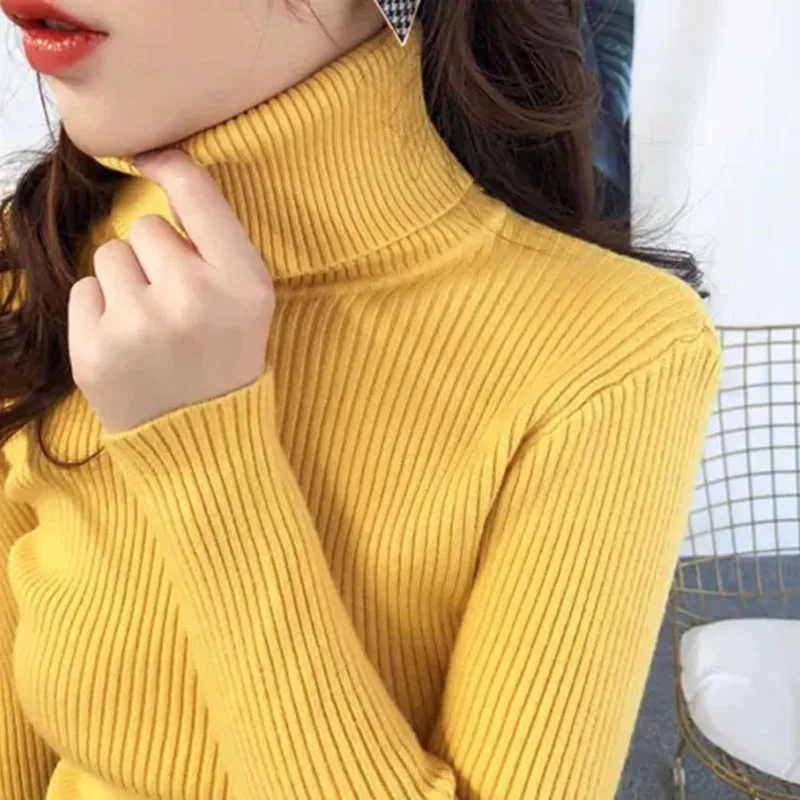 Women Turtleneck Sweater Korean Long Sleeve Knitted Pullover Slim Fashion Bottom Inner Tops Elegant Warm Lady Sweater
Women Turtleneck Sweater Korean Long Sleeve Knitted Pullover Slim Fashion Bottom Inner Tops Elegant Warm Lady Sweater