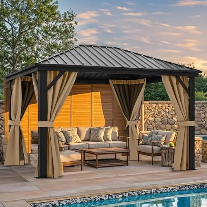 YITAHOME 10X12FT металлическая беседка с твердым верхом, одинарный уличный навес для патио, оцинкованное железо, алюминиевая колонна, садовая палатка, шторы Netti
YITAHOME 10X12FT металлическая беседка с твердым верхом, одинарный уличный навес для патио, оцинкованное железо, алюминиевая колонна, садовая палатка, шторы Netti