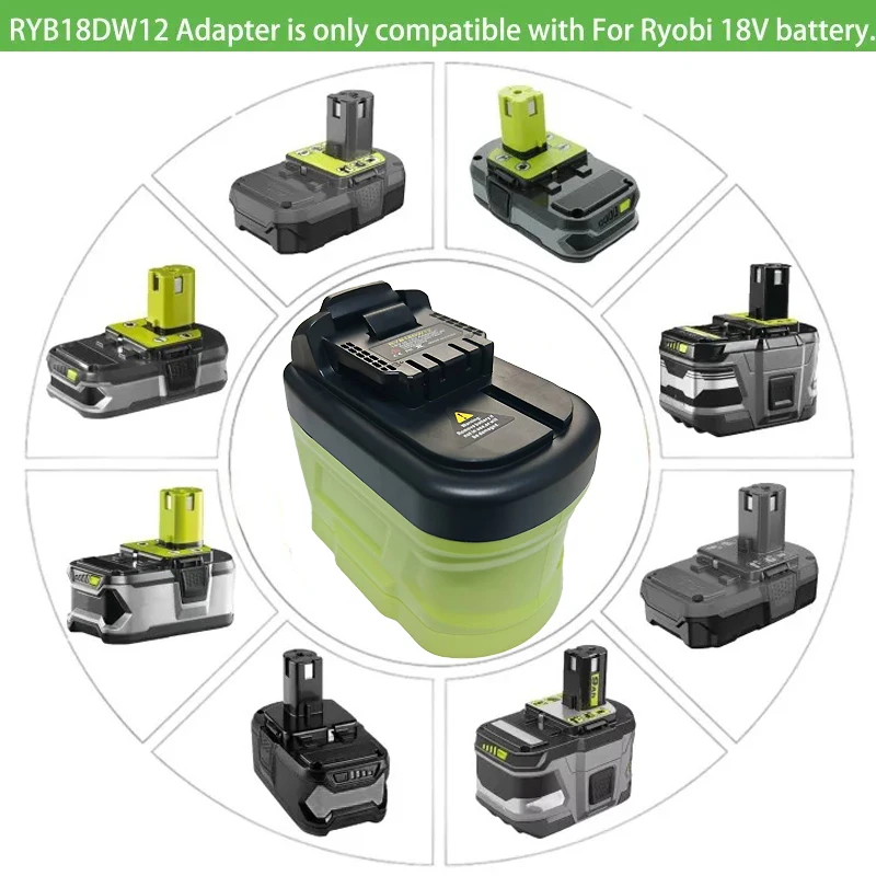 For Ryobi 18V Lithium Batteries RYB18DW12 Battery Adapter Converter Compatible with For DW 12V Lithium Batteries Power Tools
For Ryobi 18V Lithium Batteries RYB18DW12 Battery Adapter Converter Compatible with For DW 12V Lithium Batteries Power Tools