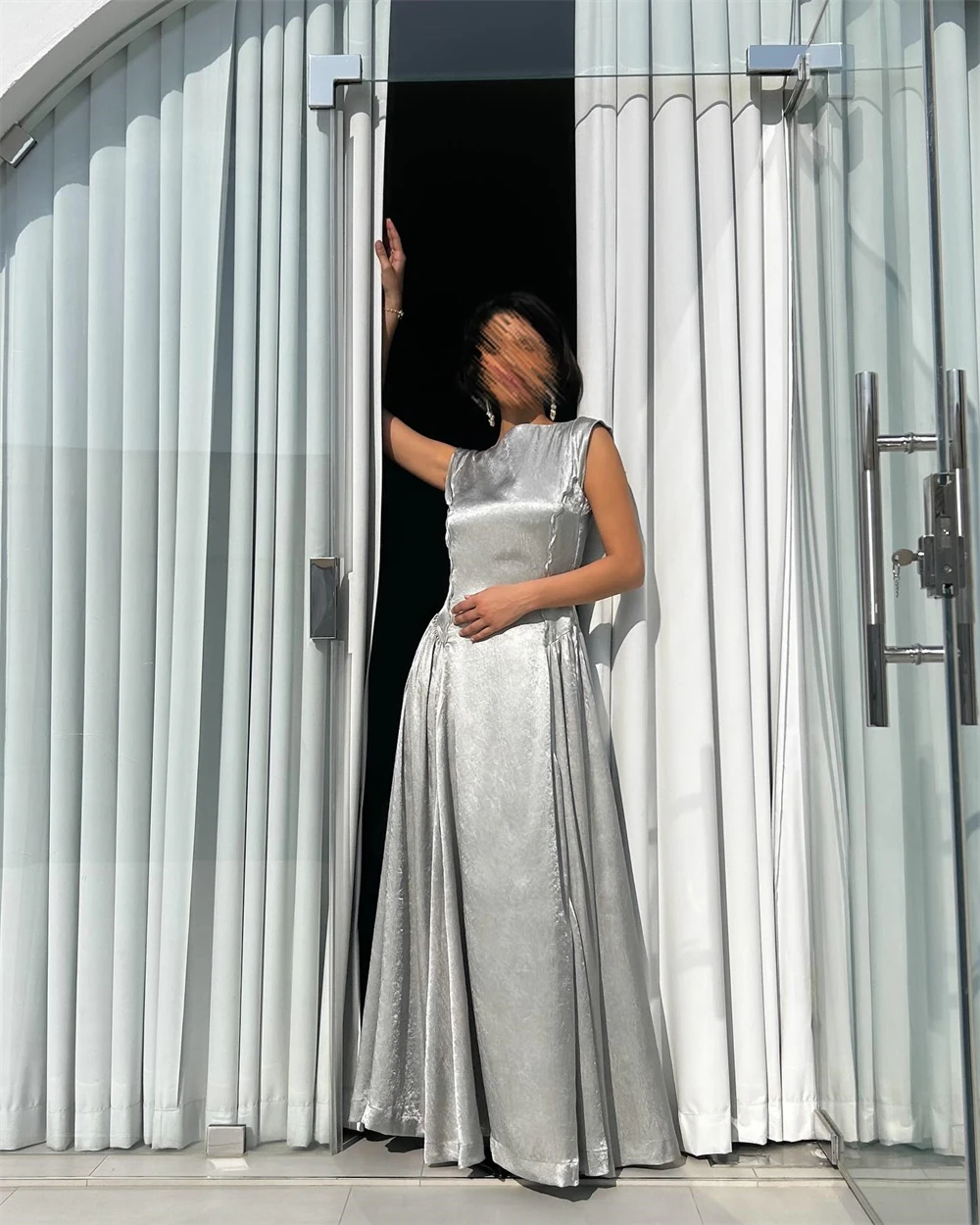 Customized Elegant Velour Draped Evening Dress Modern Girdling Ruched Crew Neck Sleeveless Sweep Train Special Occasio
Customized Elegant Velour Draped Evening Dress Modern Girdling Ruched Crew Neck Sleeveless Sweep Train Special Occasio