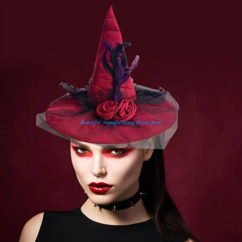 E56A Halloween Hat with Veil Tulle Cosplay Costume Rose Sheer Wizard Witch Hat
E56A Halloween Hat with Veil Tulle Cosplay Costume Rose Sheer Wizard Witch Hat