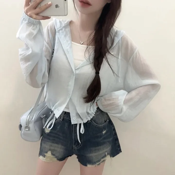 2026 Summer Women's Casual Style Long Sleeve Short Coat Single Button Hat Sunscreen Lightweight Pure Color Matching Top
2026 Summer Women's Casual Style Long Sleeve Short Coat Single Button Hat Sunscreen Lightweight Pure Color Matching Top
