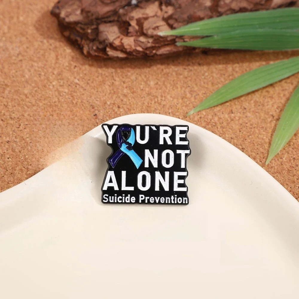 Suicide Prevention Awareness Pin You're Not Alone Blue Ribbon Brooch Mental Health Badge
Suicide Prevention Awareness Pin You're Not Alone Blue Ribbon Brooch Mental Health Badge
