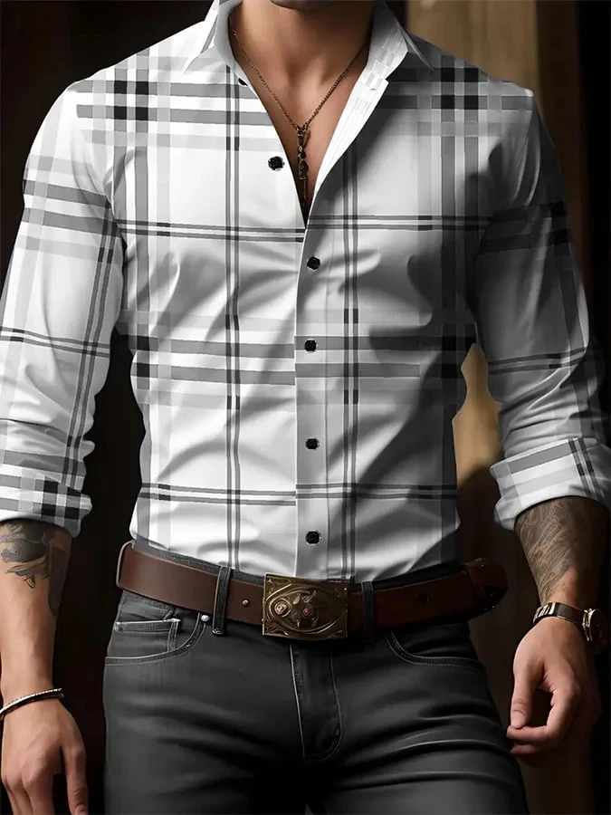 Мужская формальная клетчатая рубашка, классическая рубашка с длинным рукавом, повседневная одежда для отдыха, повседневная одежда, лето, весна, осень, рубашка с 3d принтом с лацканами
Мужская формальная клетчатая рубашка, классическая рубашка с длинным рукавом, повседневная одежда для отдыха, повседневная одежда, лето, весна, осень, рубашка с 3d принтом с лацканами
