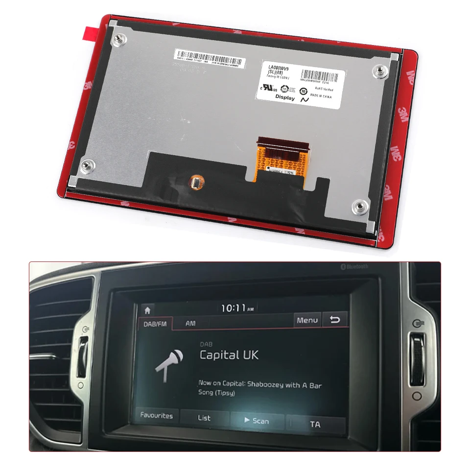 8" LCD Display With Touch Screen LA080WV9-SL02 LA080WV9-SL04 LA080WV9-SL08 For KIA Niro Hyundai 2020 2021 2022 Navigation Radio
8" LCD Display With Touch Screen LA080WV9-SL02 LA080WV9-SL04 LA080WV9-SL08 For KIA Niro Hyundai 2020 2021 2022 Navigation Radio
