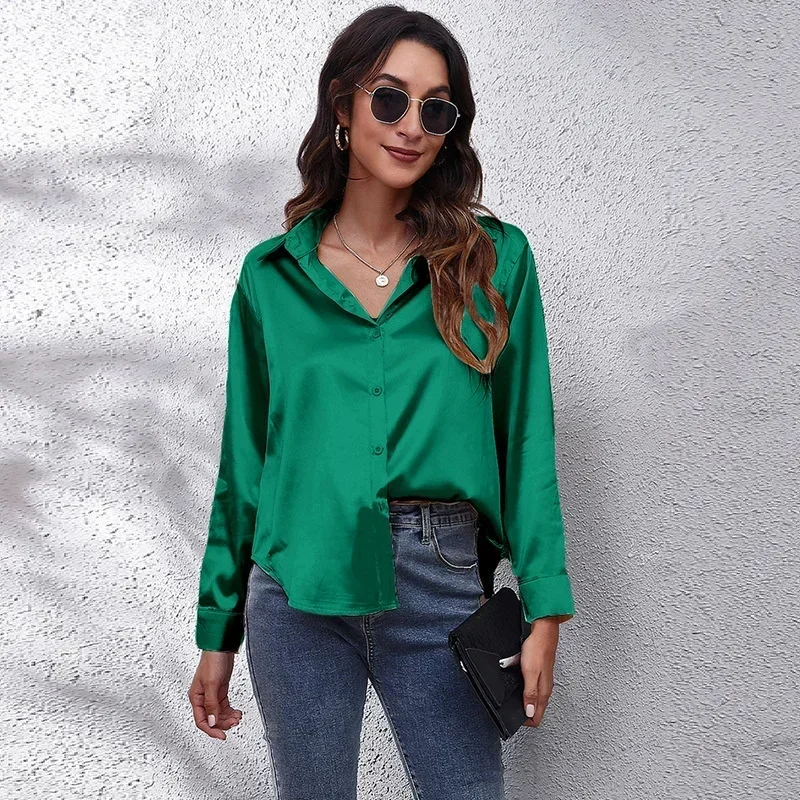 Spring Satin Shirt Women Loose Button Up Blouse Shirts Ladies Imitation Silk Long Sleeve Shirt for Women DF4972
Spring Satin Shirt Women Loose Button Up Blouse Shirts Ladies Imitation Silk Long Sleeve Shirt for Women DF4972